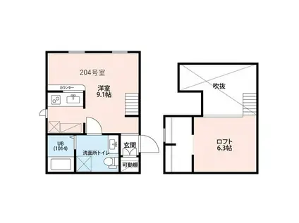 プリマ ラウレアⅢ(ワンルーム/2階)の間取り写真