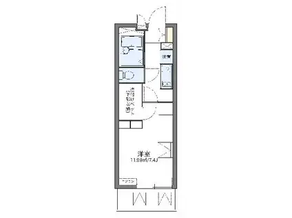 レオパレスヒルズMT八幡(1K/2階)の間取り写真