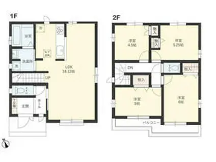 南武線 矢川駅 徒歩14分 2階建 築1年(4LDK)の間取り写真