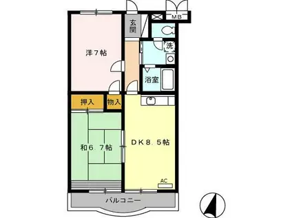 ネバーランドⅠ(2DK/2階)の間取り写真