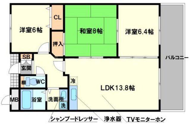 クオリティ北条(3LDK/5階)の間取り写真