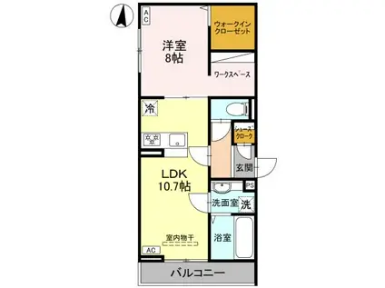 レイクタウン2丁目PJ Ⅲ(1LDK/3階)の間取り写真