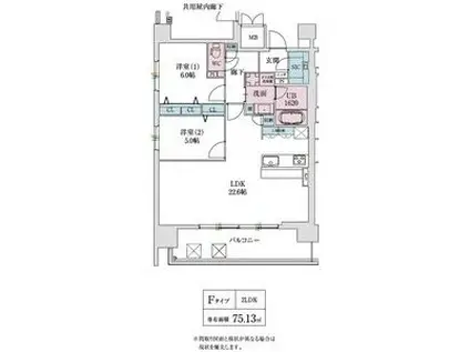 スプランディッド本町グラン(2LDK/18階)の間取り写真