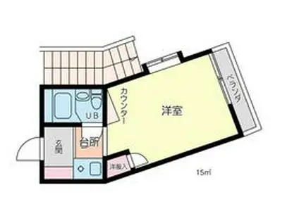 グリーンハウス I(ワンルーム/2階)の間取り写真