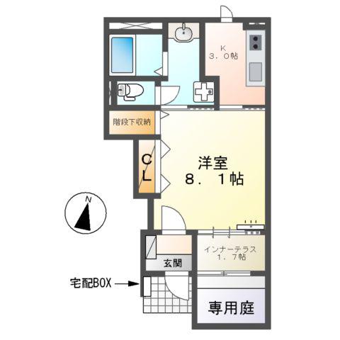 エスターテ(1K/1階)の間取り写真