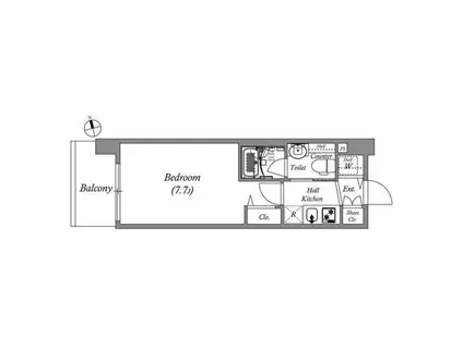 エスタート品川南大井Ⅱ(1K/8階)の間取り写真
