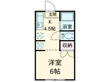 ピュアタウン北矢名(1DK/2階)の間取り写真