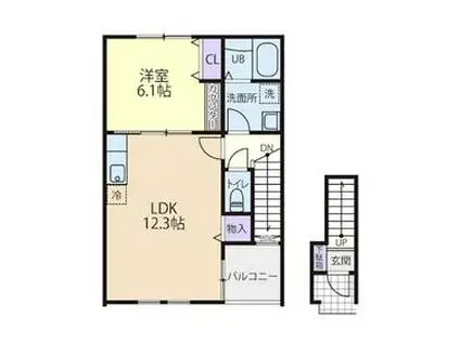 EVOLUTION Ⅱ(1LDK/2階)の間取り写真