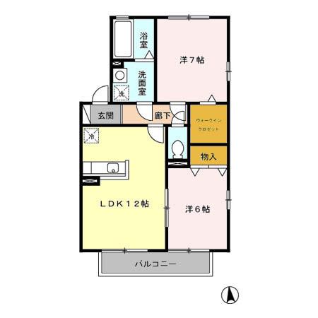 セジュール直江 A棟(2LDK/2階)の間取り写真