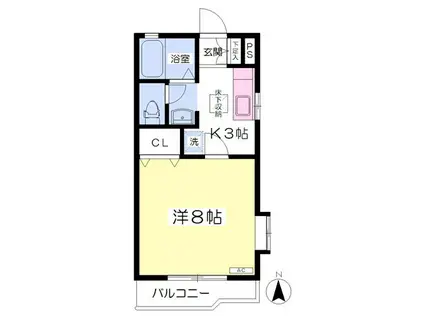 プレンボヌール(1K/1階)の間取り写真