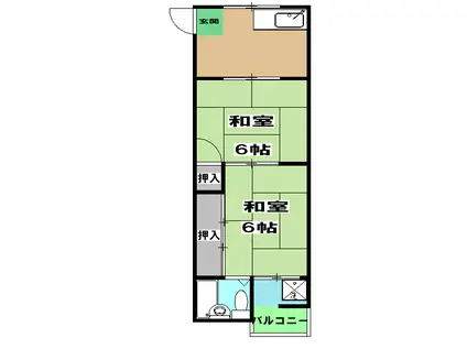 御陵ハイツ(2DK/2階)の間取り写真