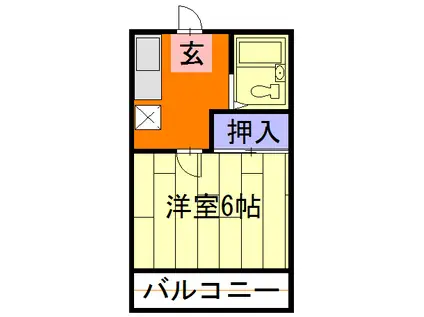 アジュール渋沢(1K/2階)の間取り写真