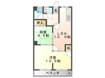 メゾン中洙(2DK/3階)の間取り写真