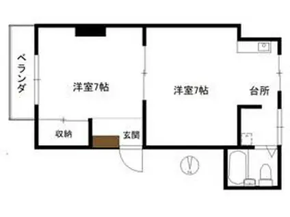 京浜東北・根岸線 山手駅 徒歩17分 3階建 築52年(1K/2階)の間取り写真