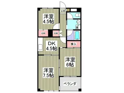 リバーサイド東信(3DK/1階)の間取り写真