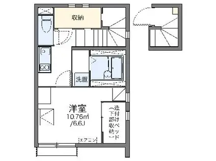 レオネクストホープ ガーデン(1K/2階)の間取り写真