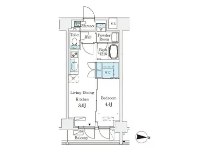 STANDZ亀戸(1LDK/8階)の間取り写真