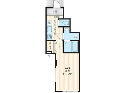 アヴニール三軒茶屋(1K/1階)の間取り写真