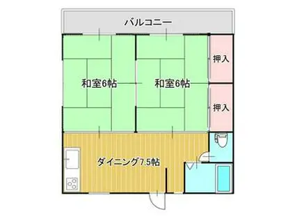 メゾンスカイ(2DK/2階)の間取り写真