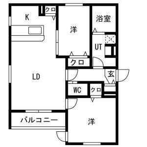 RUSCELLO守山(2LDK/1階)の間取り写真