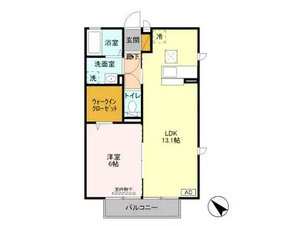 アースウィン A(1LDK/1階)の間取り写真