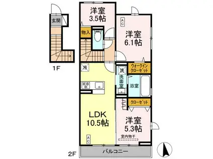 D-ROOMすみよし台B(3LDK/2階)の間取り写真