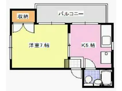 亜土ビル(1DK/5階)の間取り写真