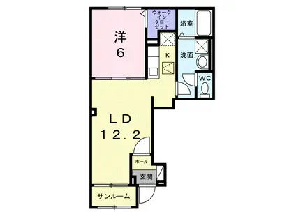 ドルチェビータ Ⅲ(1LDK/1階)の間取り写真