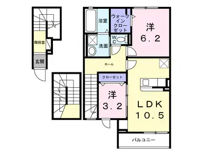 ドルチェビータ Ⅲ(2LDK/3階)の間取り写真