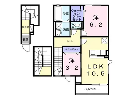 ドルチェビータ Ⅲ(2LDK/3階)の間取り写真