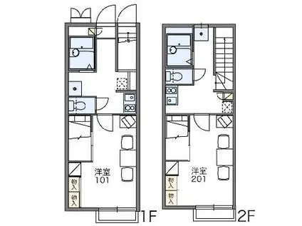 レオパレスハーヴェスト湖北(1K/1階)の間取り写真
