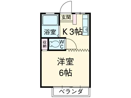 ハイツヒロ(1K/1階)の間取り写真