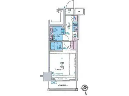 GENOVIA新宿御苑GREEN VEIL(1K/2階)の間取り写真