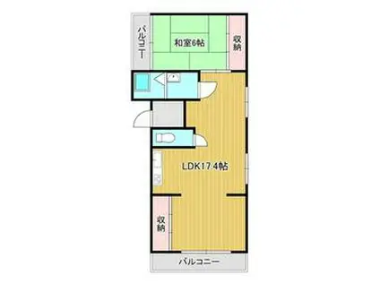 シャトー丸六(1LDK/2階)の間取り写真