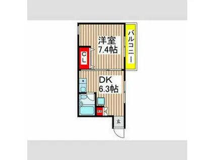 グリーンヒルズ(1DK/2階)の間取り写真