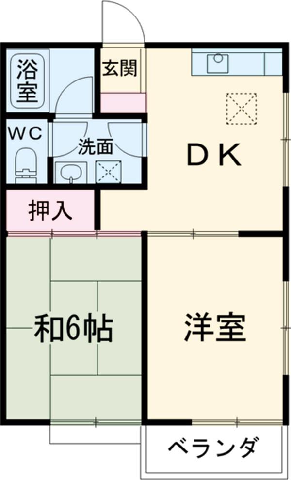 ミニヨンヌ(2DK/2階)の間取り写真