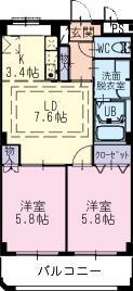 AI DAITOKUⅡ(2LDK/2階)の間取り写真