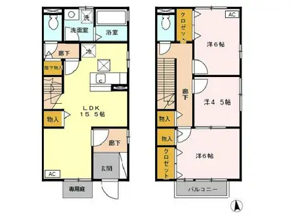 名鉄各務原線 各務原市役所前駅 徒歩8分 2階建 築19年(3LDK)の間取り写真
