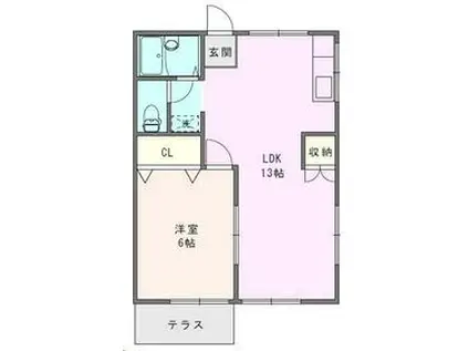 君津ハイツ(1LDK/2階)の間取り写真