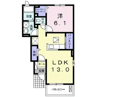 パレ・ロザージュⅡ(1LDK/1階)の間取り写真