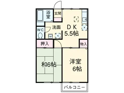 グリーンテリア第5(2DK/2階)の間取り写真