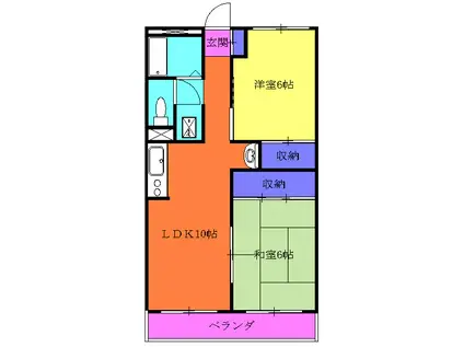 メゾン三田(2LDK/3階)の間取り写真