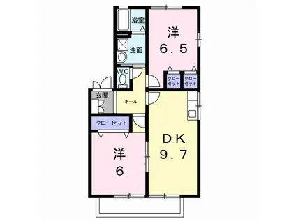 水木コーポⅢ(2DK/2階)の間取り写真