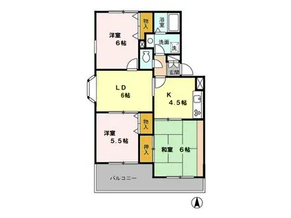 ヴァンベール東川口 ⅠⅡⅢ(3LDK/1階)の間取り写真