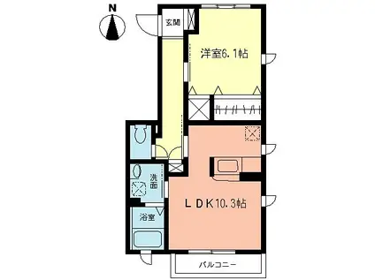 アズーリ湘南(1LDK/2階)の間取り写真