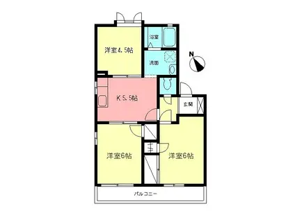 アムール壱番館(3K/2階)の間取り写真