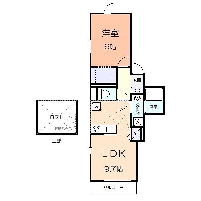 ラ・ミーア カーサ(1LDK/2階)の間取り写真