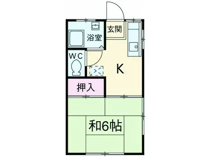 鵠沼ハイツ(1K/1階)の間取り写真