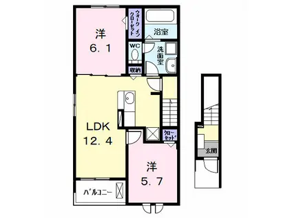 セシルⅡ(2LDK/2階)の間取り写真