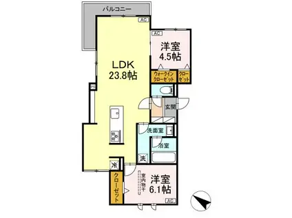 EUZAK RESIDENCE GIFU ウエスト(2LDK/3階)の間取り写真